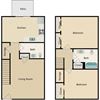 Two Bedroom Two Bath split level floorplan Two Bedroom Two Bath split level floorplan